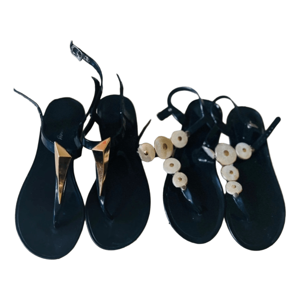 Two pairs black sandals