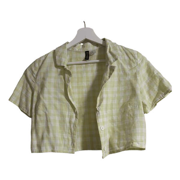 Light green plaid crop top