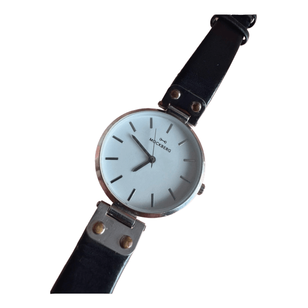 Mockberg black leather watch