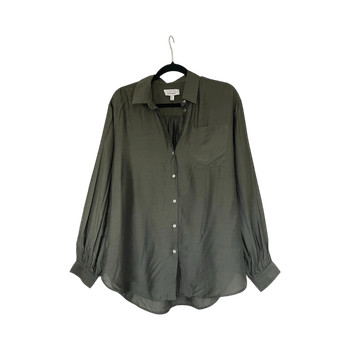 Tummanvihreä silkkisekoitepaita