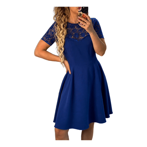 Blue lace flared dress