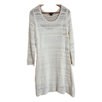 White crochet knit dress