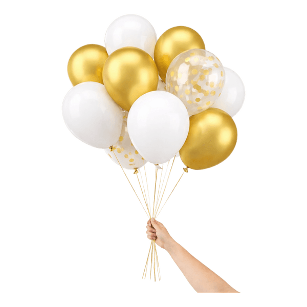 Gold and white balloons 30 pcs