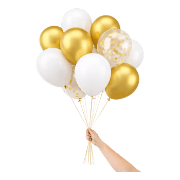 Gold and white balloons 30 pcs