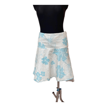 White and blue floral skirt