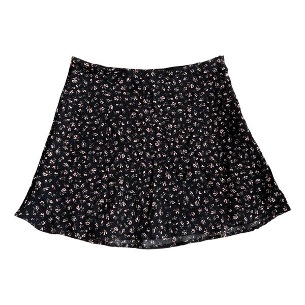 Black floral mini skirt