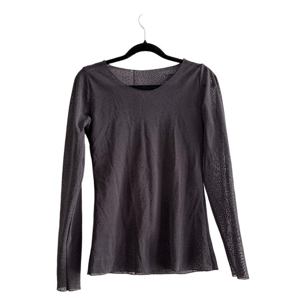 Grey mesh long-sleeve top