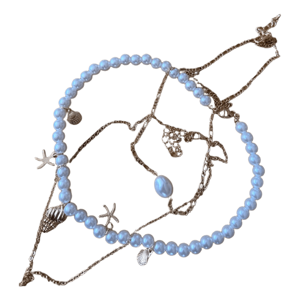 Layered shell charm necklace