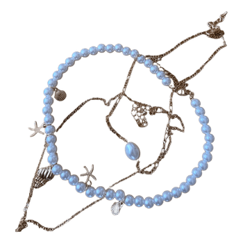 Layered shell charm necklace