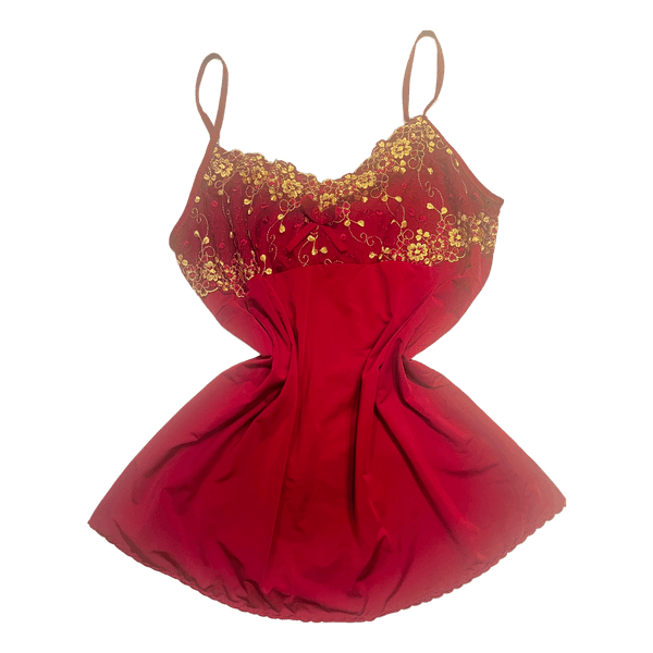 Red camisole with embroidery