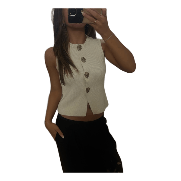 Strikket Zara top med guldknapper