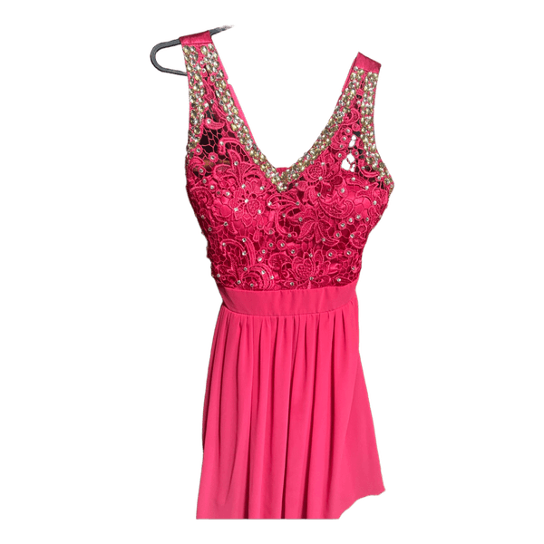 Pink embellished high-low dress