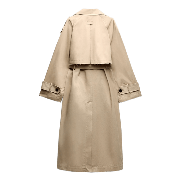 Beige long trench coat