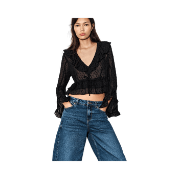 Black polka dot blouse