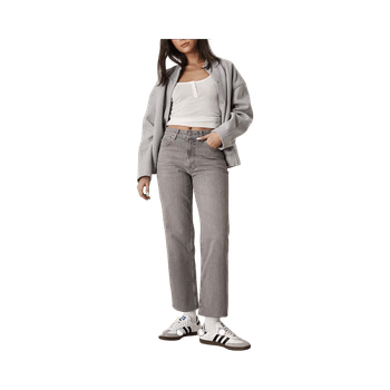 High-waisted grey jeans