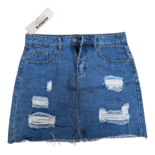 Blue denim mini skirt