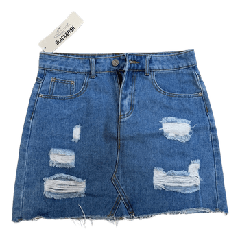 Blue denim mini skirt