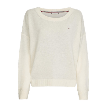 Beige wool open-neck sweater