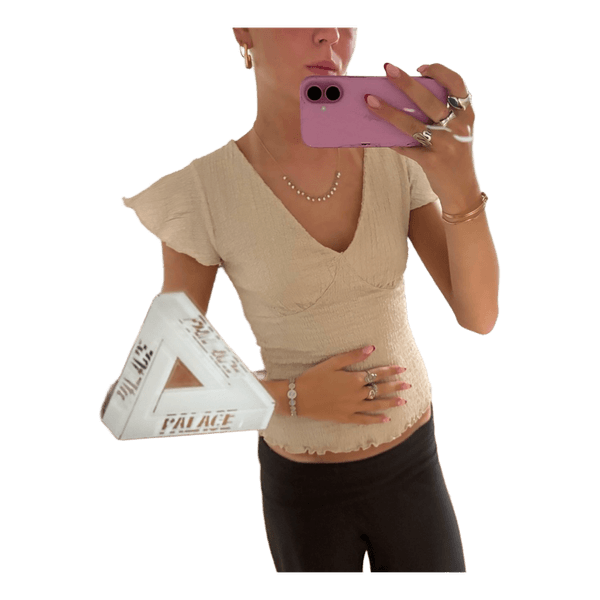 Beige kortærmet top