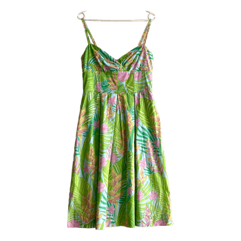 Lilly Pulitzer Floral Babydoll Dress XS S US 4 Green Summer Mini Dress Retro Women’s