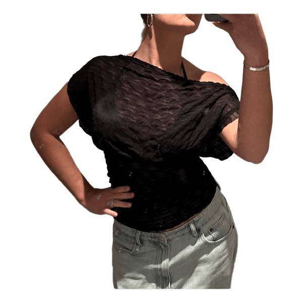 Off shoulder mesh top