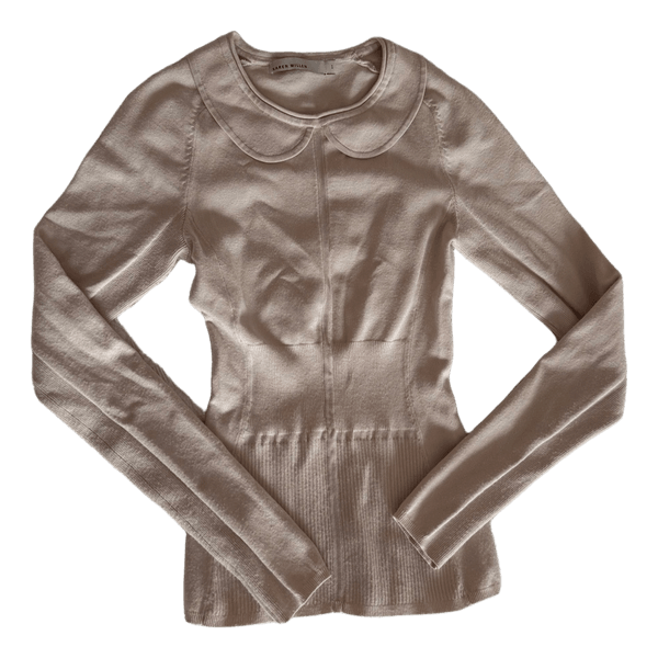 Beige langærmet bluse