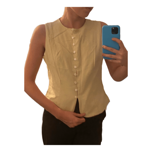 Beige ærmeløs top med knapper