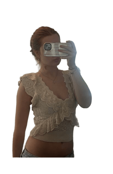Beige top med blonder