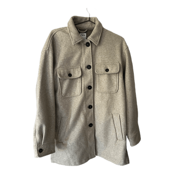 Beige belted overshirt jacket