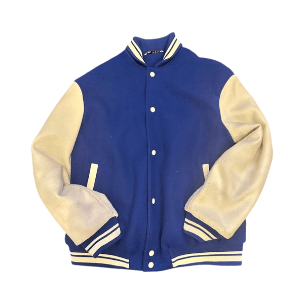 Zara blue cream varsity jacket