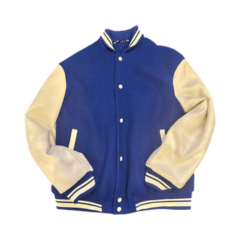 Zara blue cream varsity jacket