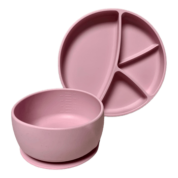 Pink silicone baby set