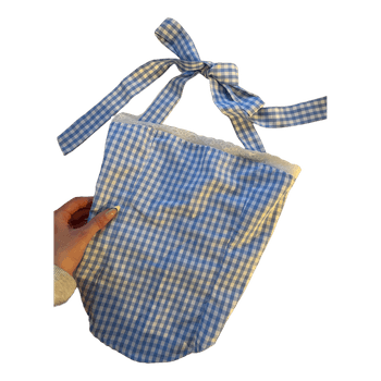 Blue gingham corset top