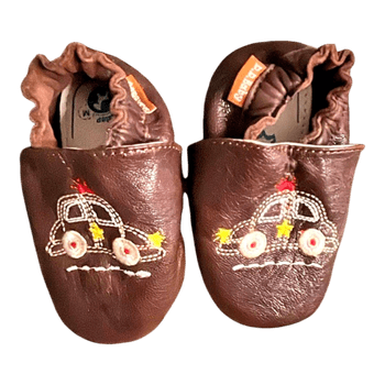 Brown leather baby shoes