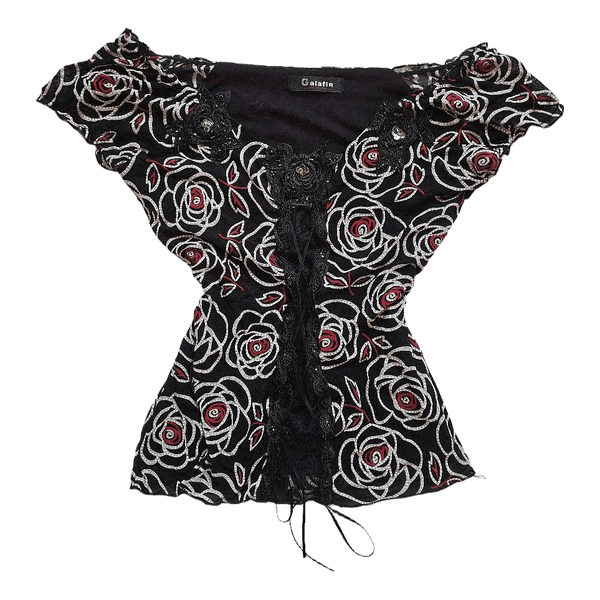Black rose floral top