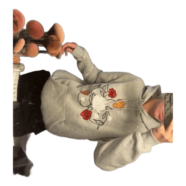 Graat hoodie med blomsterprint