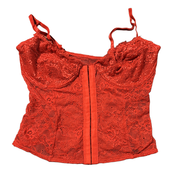 Rød blondekorset top