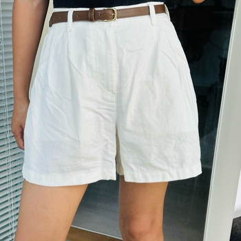 Uniqlo white high waist linen shorts