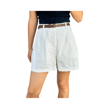 Uniqlo white high waist linen shorts