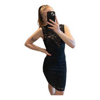 Black lace mini dress