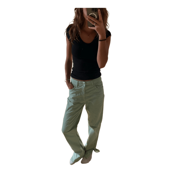 Lysegrønne jeans med slids