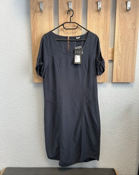 Navy blue linen dress