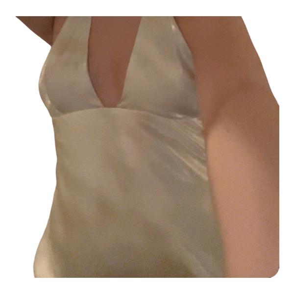 Hvid satin halterneck kjole