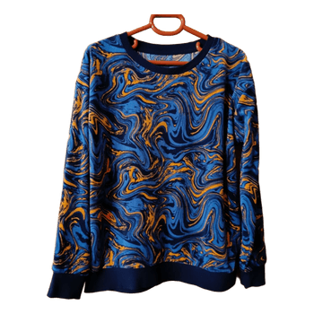 Blue orange marbled sweatshirt