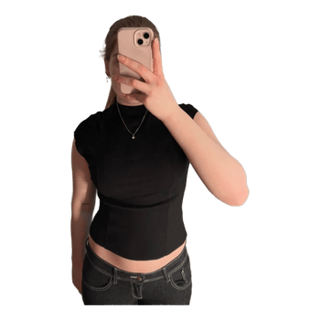 Black mock neck top