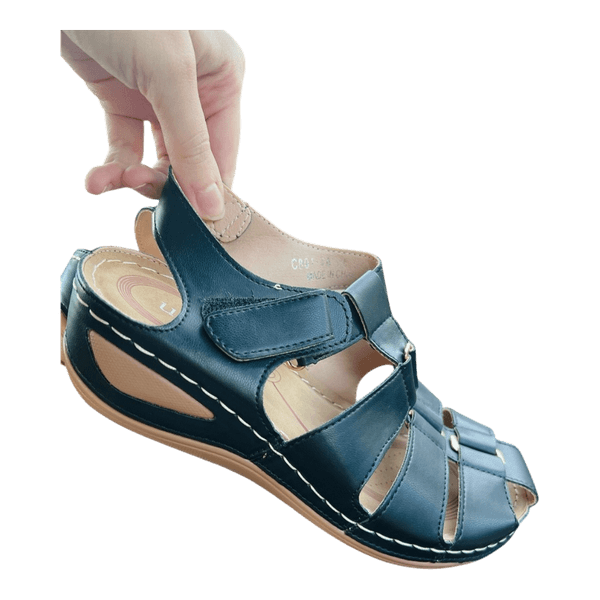 Black leather sandals , new, size 36