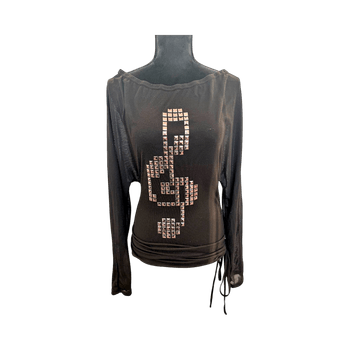 Black studded long-sleeved top