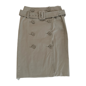 Beige belted pencil skirt