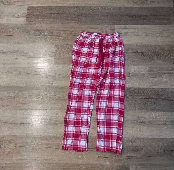 Red plaid pajama trousers
