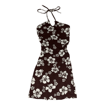 Brown floral halter dress